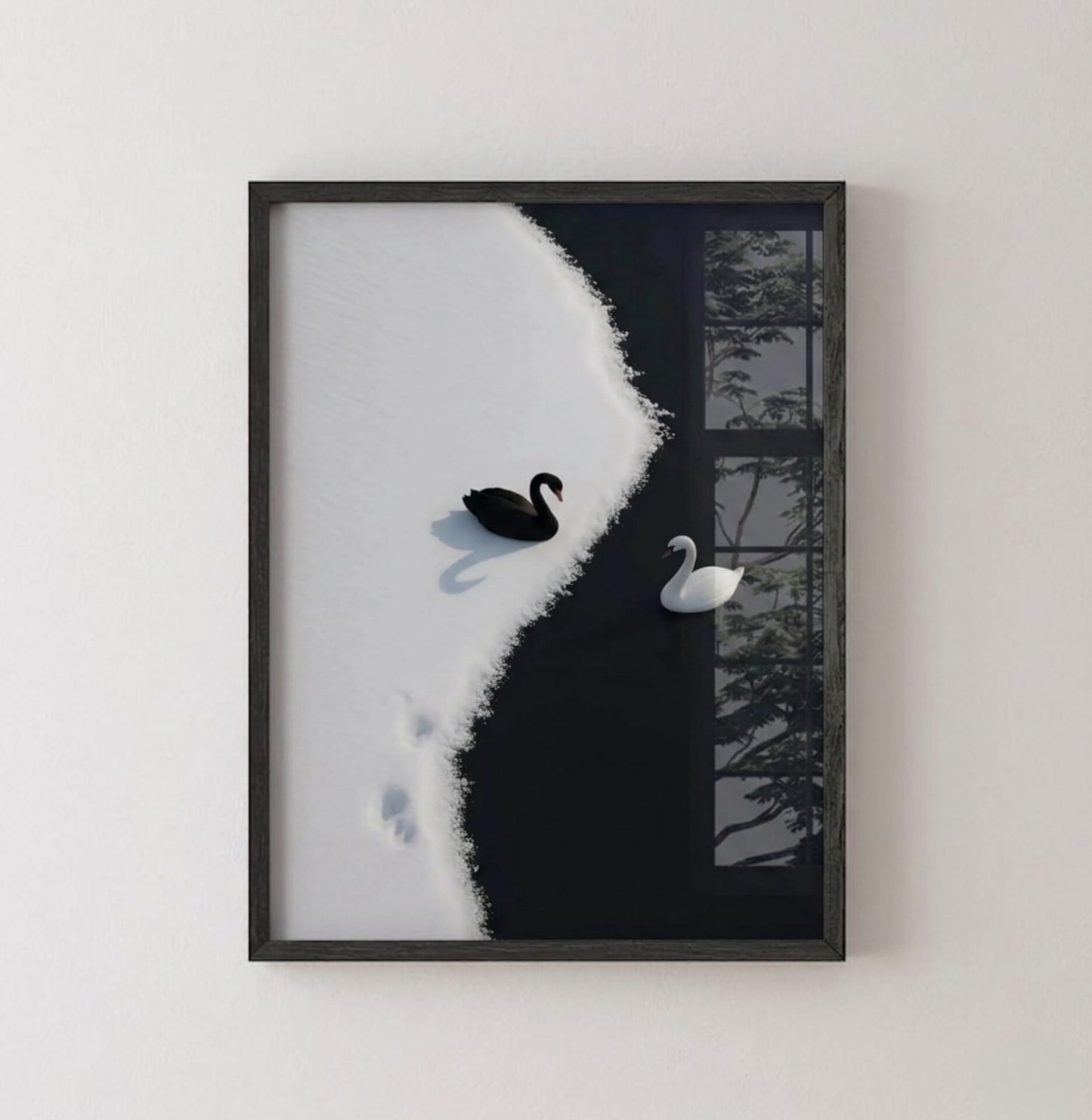 Duality Swan Framed Wall Art Print