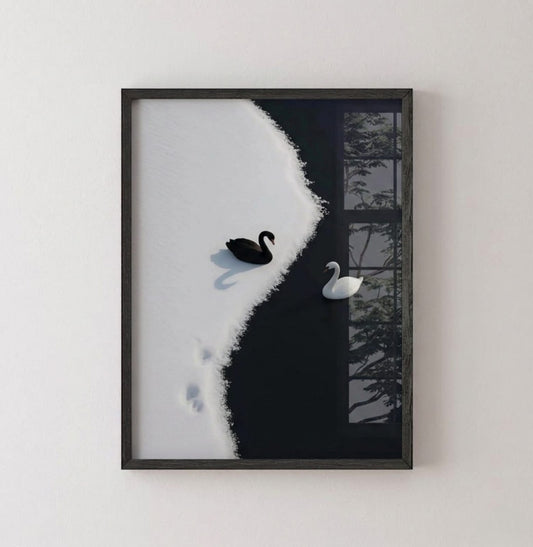 Duality Swan Framed Wall Art Print