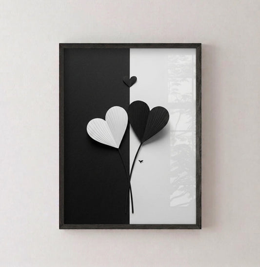 Two Hearts Duality Framed Wall Art Print
