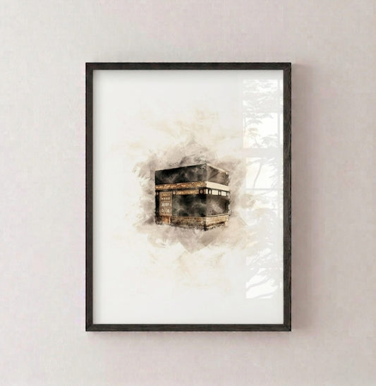 Kaaba Watercolour Framed Wall Art Print