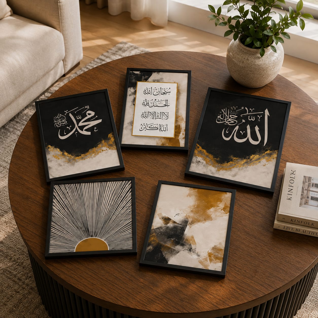 Allah Muhammad — Gold Smoke Black Luxury Islamic Wall Art