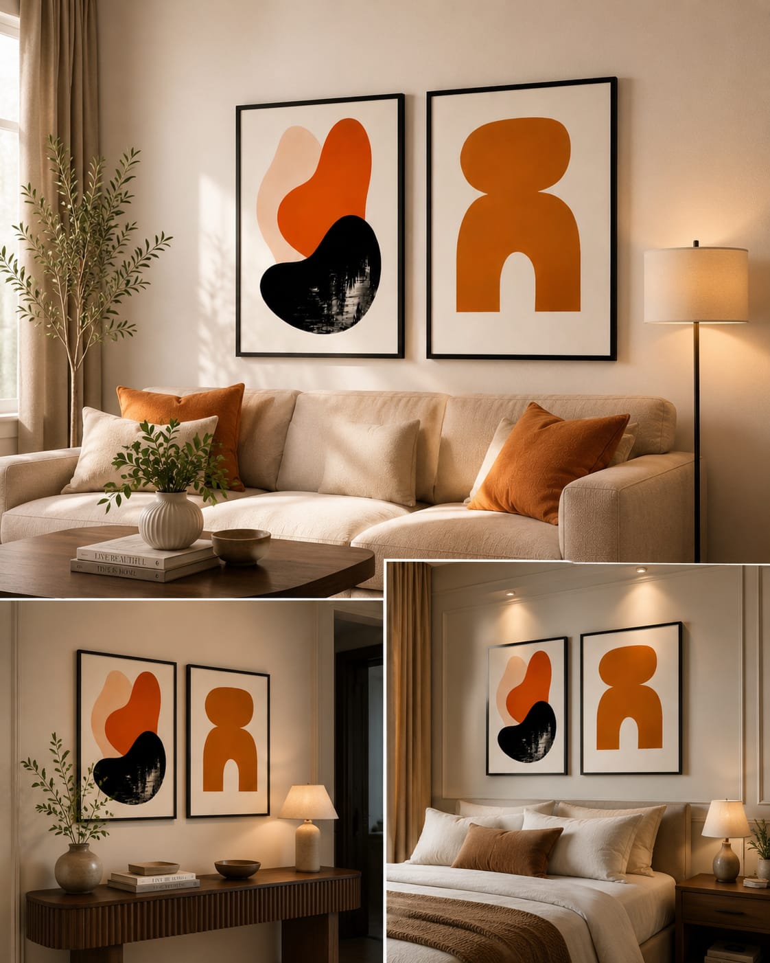 Modern Abstract Shapes Set of 2 Frames wall art